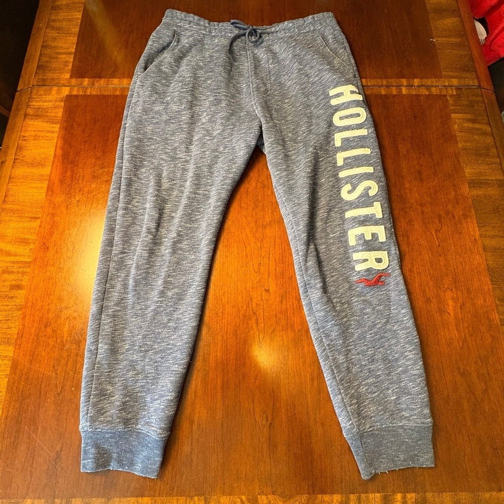 Hollister Logo Jogger Sweatpants Heather Blue Men's Medium